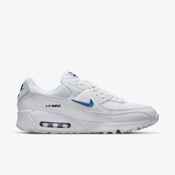 Men's Nike Air Max 90 Sneakers White / Black / Royal | NK405YLO