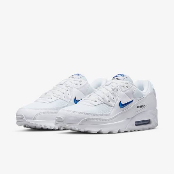 Men's Nike Air Max 90 Sneakers White / Black / Royal | NK405YLO