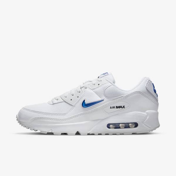 Men\'s Nike Air Max 90 Sneakers White / Black / Royal | NK405YLO