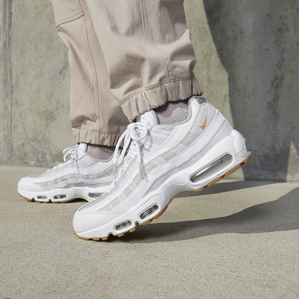 Men's Nike Air Max 95 Sneakers White / Platinum / Grey / Yellow | NK475FHP