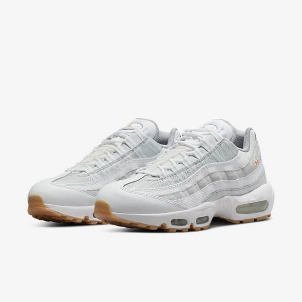 Men's Nike Air Max 95 Sneakers White / Platinum / Grey / Yellow | NK475FHP