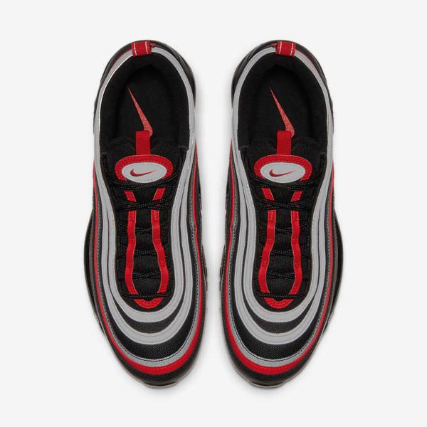 Men's Nike Air Max 97 Sneakers Black / Metal Silver / Red | NK639TVE