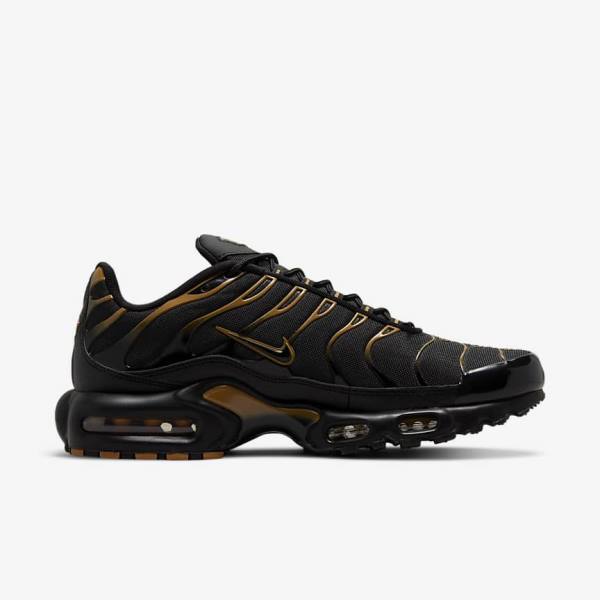 Men's Nike Air Max Plus Sneakers Black / Brown / Gold | NK035GBC