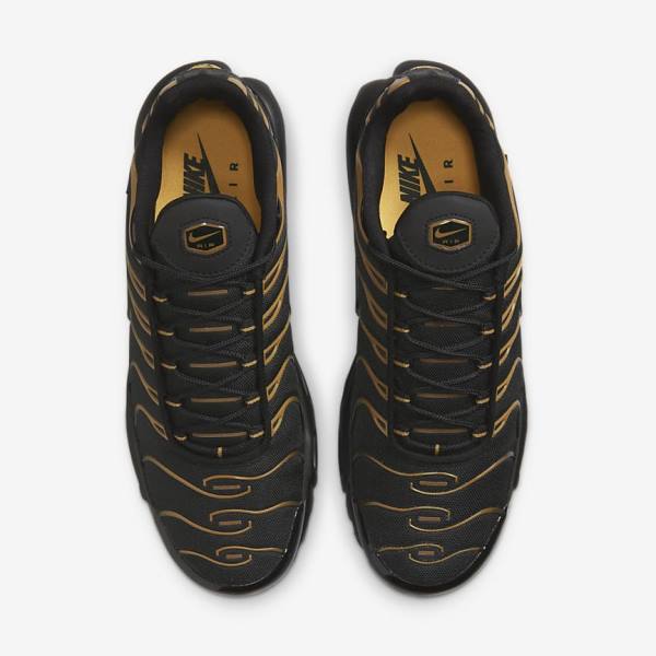 Men's Nike Air Max Plus Sneakers Black / Brown / Gold | NK035GBC