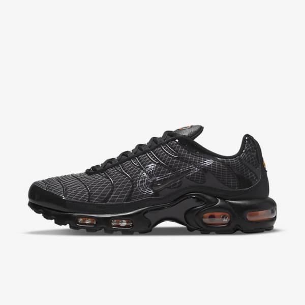 Men\'s Nike Air Max Plus Sneakers Black / Orange / Grey / White | NK826VWR