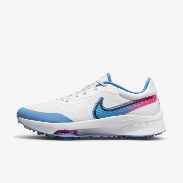 Men\'s Nike Air Zoom Infinity Tour NEXT% Golf Shoes White / Blue / Pink / Black | NK013XTK