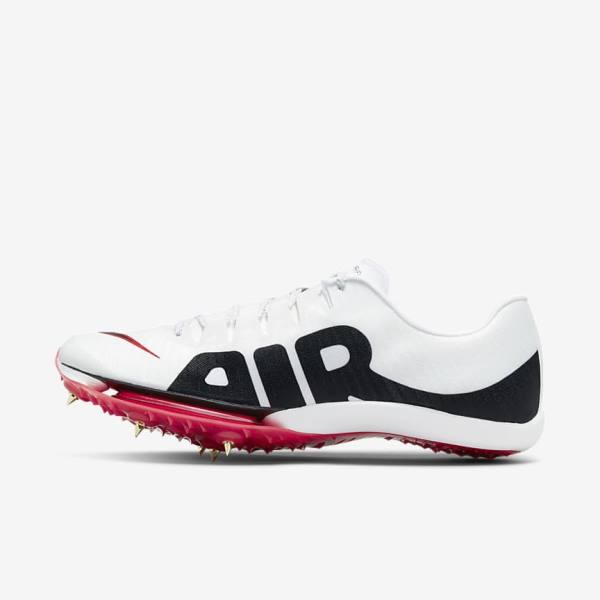 Men\'s Nike Air Zoom Maxfly More Uptempo Athletics Sprinting Spikes Running Shoes White / Red / Black | NK172TYS