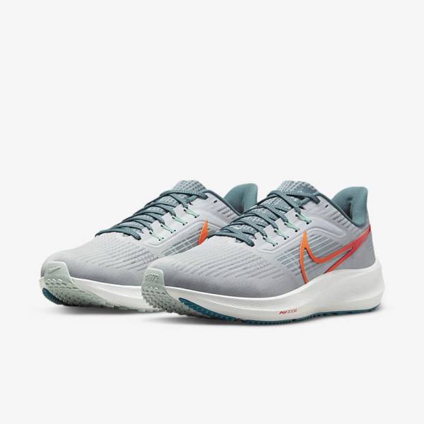 Men's Nike Air Zoom Pegasus 39 Road Running Shoes Platinum / Orange | NK490UBM