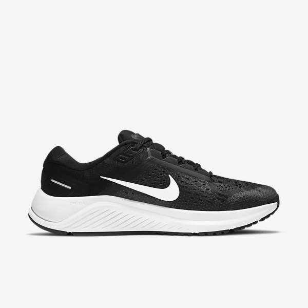 Men's Nike Air Zoom Structure 23 Road Running Shoes Black / Dark Grey / White | NK417AIN