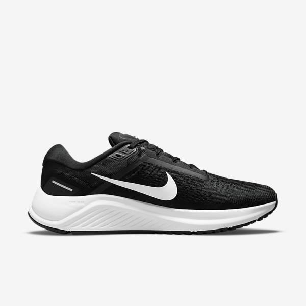 Men's Nike Air Zoom Structure 24 Road Running Shoes Black / White | NK142TDO