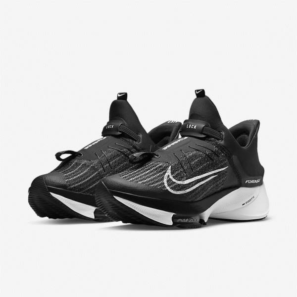 Men's Nike Air Zoom Tempo NEXT% FlyEase Easy On-Off Road Running Shoes Black / White | NK586XIZ