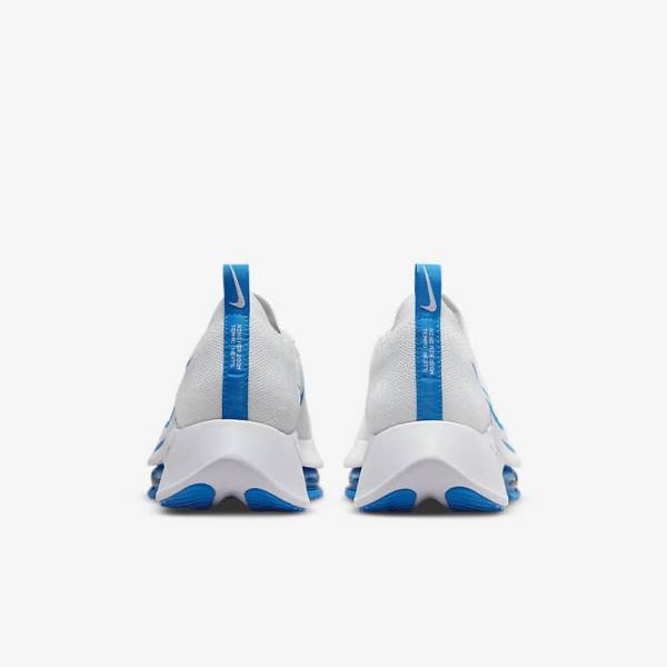 Men's Nike Air Zoom Tempo NEXT% Road Running Shoes White / Platinum / Black / Blue | NK843JNF