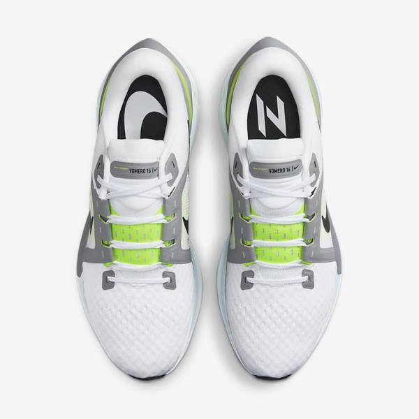 Men's Nike Air Zoom Vomero 16 Running Shoes White / Grey / Black | NK901NPU