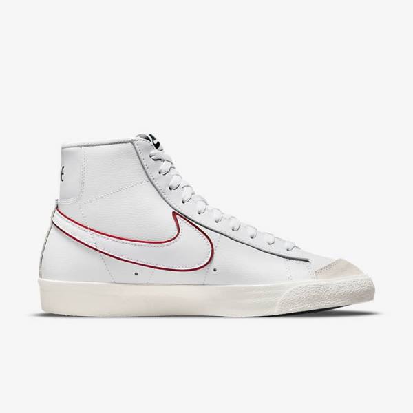 Men's Nike Blazer Mid 77 Sneakers White / Green / Metal Silver / Red | NK327VWF