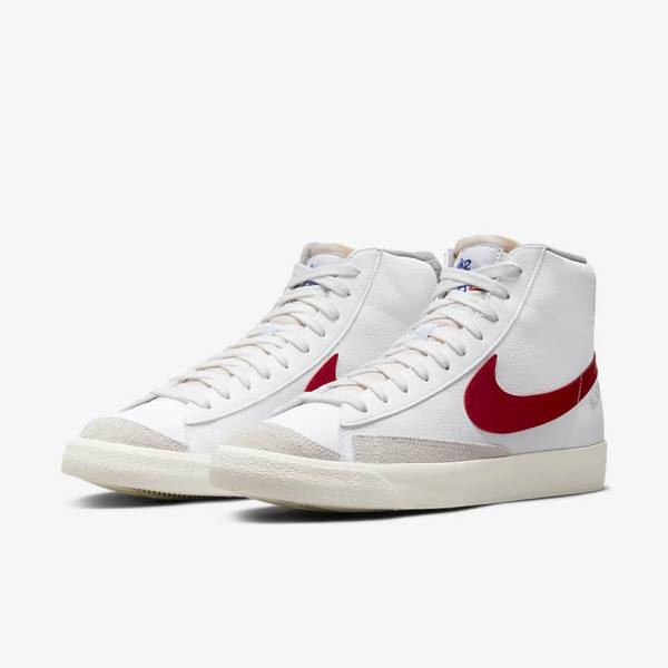 Men's Nike Blazer Mid 77 Sneakers White / Light Grey / Red | NK430NQP