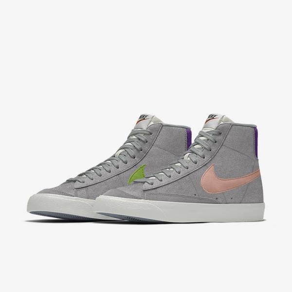 Men's Nike Blazer Mid By You Custom Sneakers Multicolor | NK186KBA