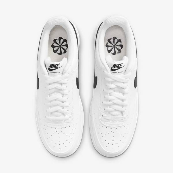 Men's Nike Court Vision Low Next Nature Sneakers White / Black | NK712QWT