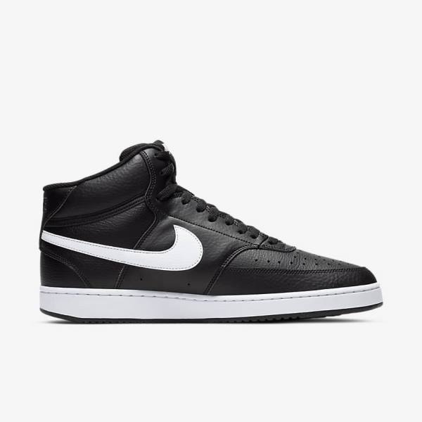 Men's Nike Court Vision Mid Sneakers Black / White | NK673DKP