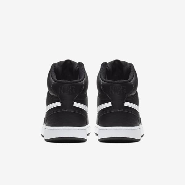 Men's Nike Court Vision Mid Sneakers Black / White | NK673DKP