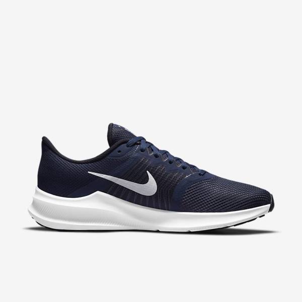 Men's Nike Downshifter 11 Road Running Shoes Navy / Dark Obsidian / White | NK547IWF