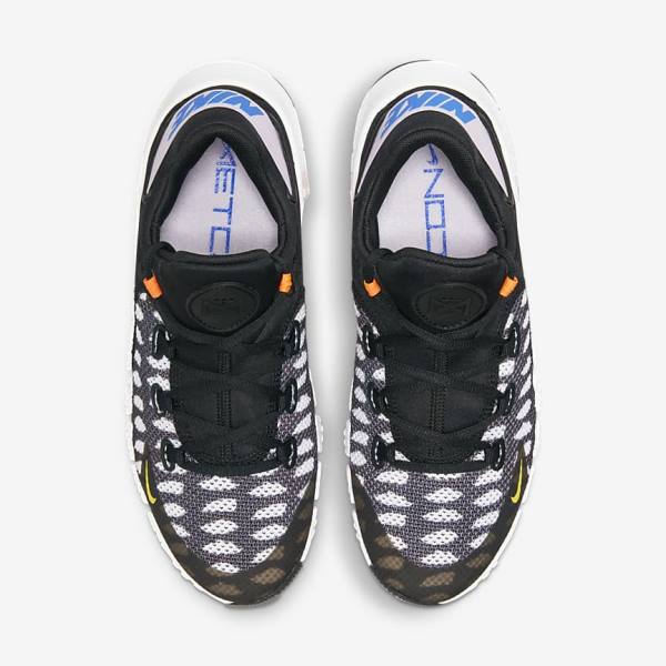 Men's Nike Free Metcon 4 Training Shoes Black / White / Blue / Yellow | NK749UOI