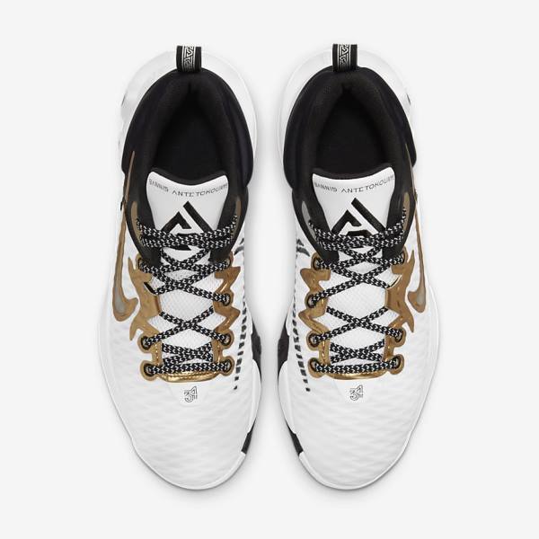 Men's Nike Giannis Immortality Basketball Shoes White / Black / Metal Gold | NK307KNC