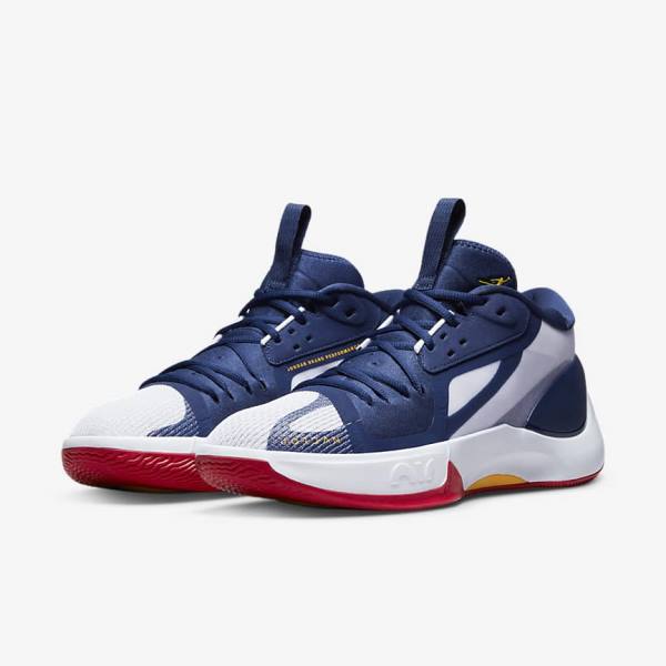 Men's Nike Jordan Zoom Separate Basketball Shoes Navy / White / Red / Gold | NK762CQN