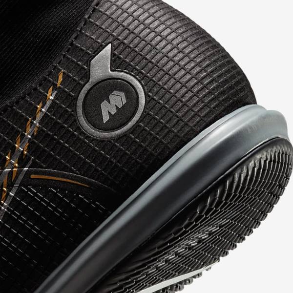 Men's Nike Mercurial Superfly 8 Academy IC Indoor-Court Football Shoes Black / Metal Silver / Grey / Metal Gold | NK280MFO