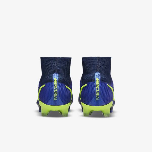 Men's Nike Mercurial Superfly 8 Elite FG Firm-Grounds Football Shoes Blue | NK390RAO