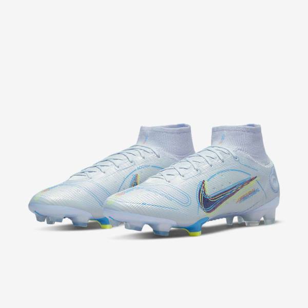 Men's Nike Mercurial Superfly 8 Elite FG Firm-Grounds Football Shoes Grey / Light Blue / Blue | NK750NZG