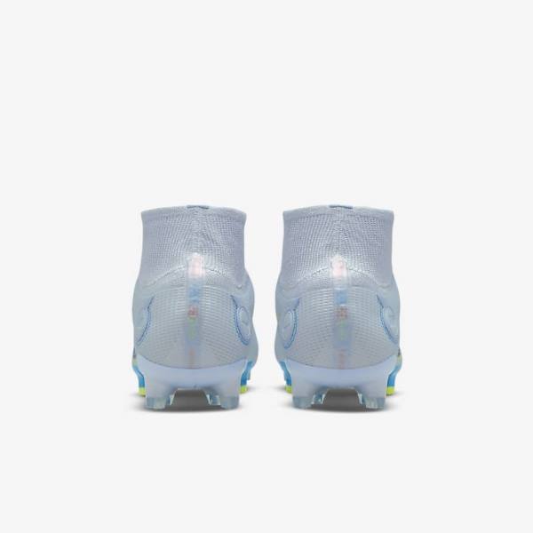 Men's Nike Mercurial Superfly 8 Elite FG Firm-Grounds Football Shoes Grey / Light Blue / Blue | NK750NZG