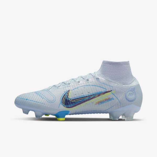 Men\'s Nike Mercurial Superfly 8 Elite FG Firm-Grounds Football Shoes Grey / Light Blue / Blue | NK750NZG