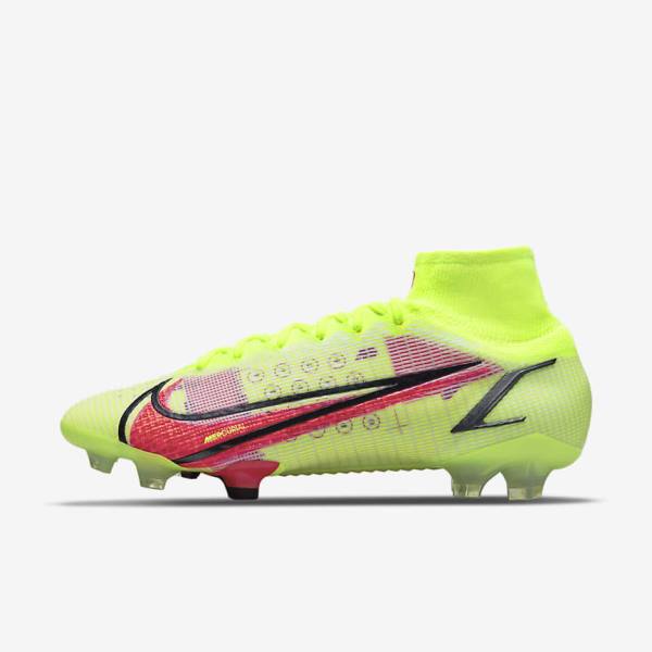 Men\'s Nike Mercurial Superfly 8 Elite FG Firm-Grounds Football Shoes Black / Light Red | NK890LCM