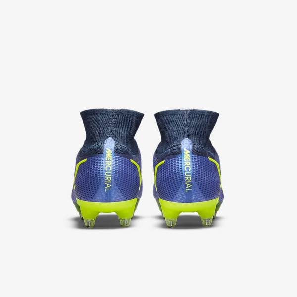 Men's Nike Mercurial Superfly 8 Elite SG-Pro AC Soft-Ground Football Shoes Blue | NK691LEX