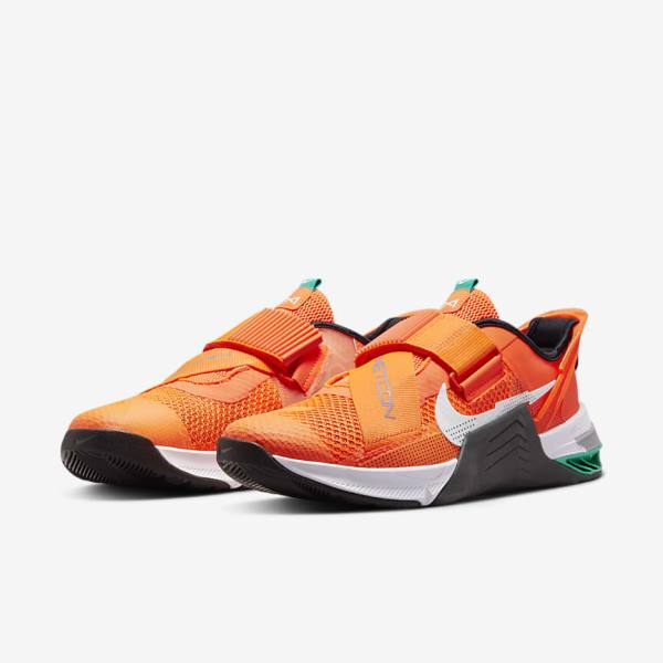 Men's Nike Metcon 7 FlyEase Training Shoes Orange / Dark Grey / Turquoise / White | NK582LMY