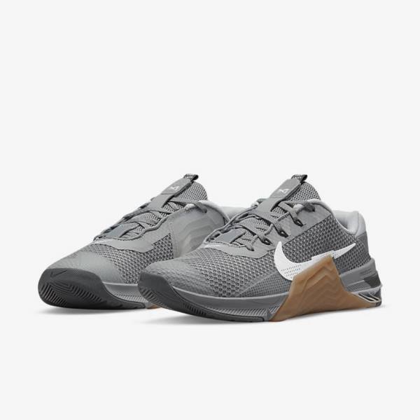 Men's Nike Metcon 7 Training Shoes Grey / Brown / Dark Grey / White | NK698CXI