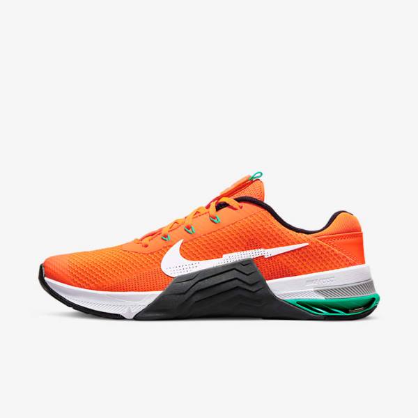 Men\'s Nike Metcon 7 Training Shoes Orange / Dark Grey / Turquoise / White | NK602IUH