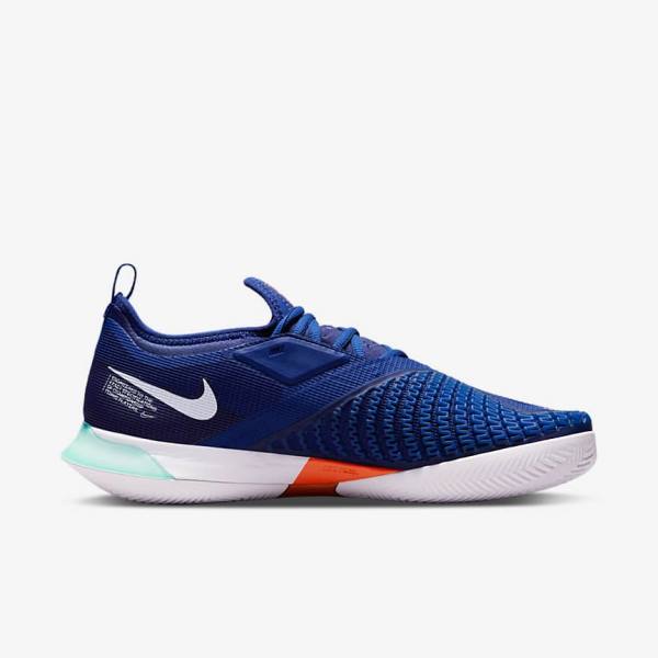 Men's Nike NikeCourt React Vapor NXT Clay Court Tennis Shoes Royal Blue / Turquoise / Orange / White | NK240CUW