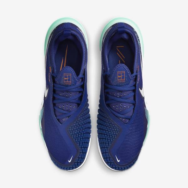 Men's Nike NikeCourt React Vapor NXT Hard-Court Tennis Shoes Royal Blue / Turquoise / Orange / White | NK420DRI