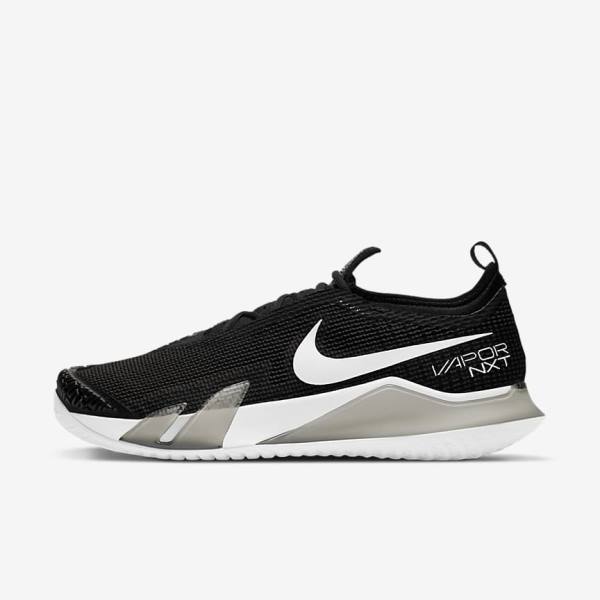 Men\'s Nike NikeCourt React Vapor NXT Hard-Court Tennis Shoes Black / White | NK643LSH