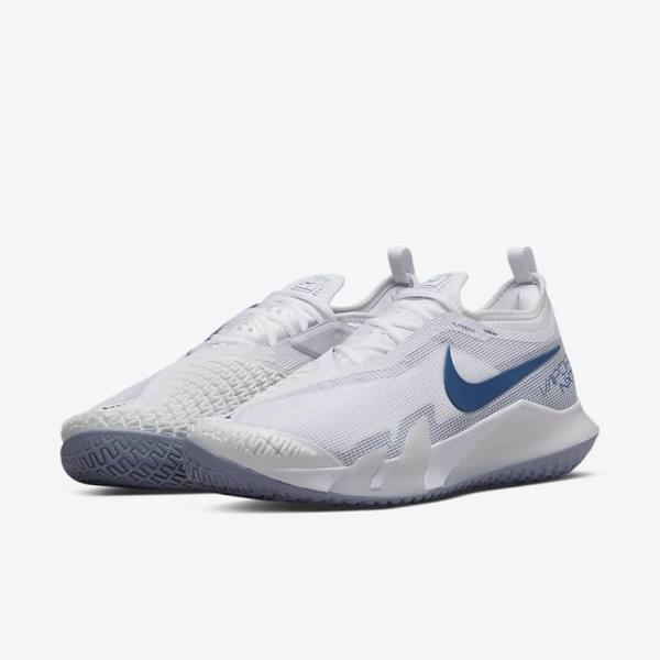 Men's Nike NikeCourt React Vapor NXT Hard-Court Tennis Shoes White / Navy | NK920YQT