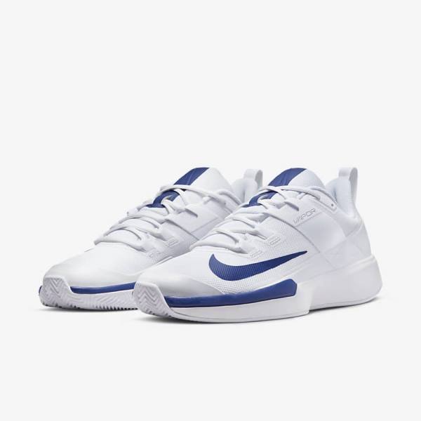 Men's Nike NikeCourt Vapor Lite Clay Court Tennis Shoes White / Royal Blue | NK901QBA