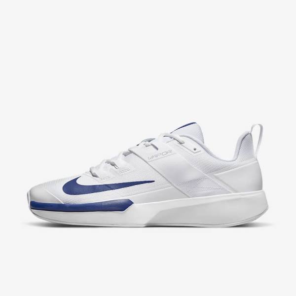 Men\'s Nike NikeCourt Vapor Lite Clay Court Tennis Shoes White / Royal Blue | NK901QBA