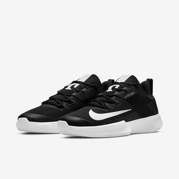 Men's Nike NikeCourt Vapor Lite Hard Court Tennis Shoes Black / White | NK354YFN