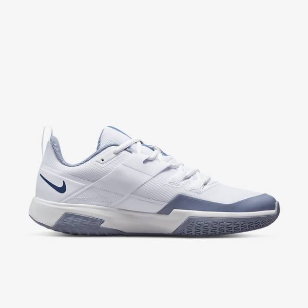 Men's Nike NikeCourt Vapor Lite Hard Court Tennis Shoes White / Navy | NK672HWY