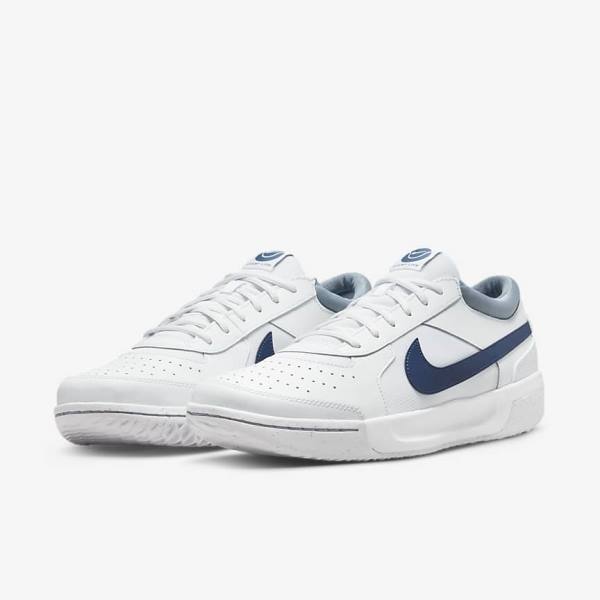 Men's Nike NikeCourt Zoom Lite 3 Hard Court Tennis Shoes White / Navy | NK053VWU