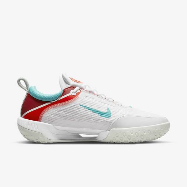 Men's Nike NikeCourt Zoom NXT Hard Court Tennis Shoes White / Light Silver / Red / Turquoise | NK362FHI