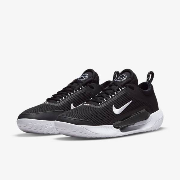 Men's Nike NikeCourt Zoom NXT Hard Court Tennis Shoes Black / White | NK432WJR