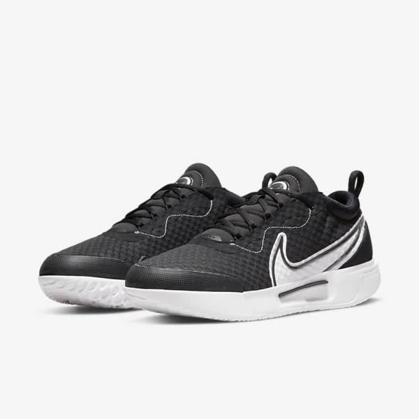 Men's Nike NikeCourt Zoom Pro Hard Court Tennis Shoes Black / White | NK473OUV