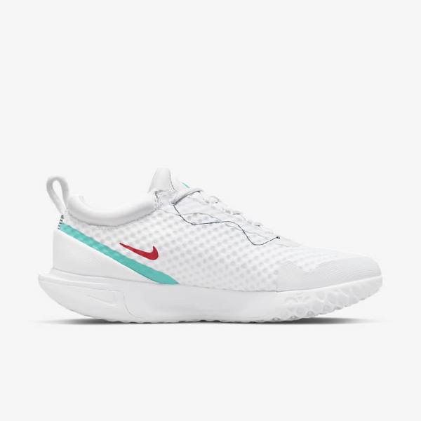 Men's Nike NikeCourt Zoom Pro Hard Court Tennis Shoes White / Red / Burgundy / Turquoise | NK859BTG